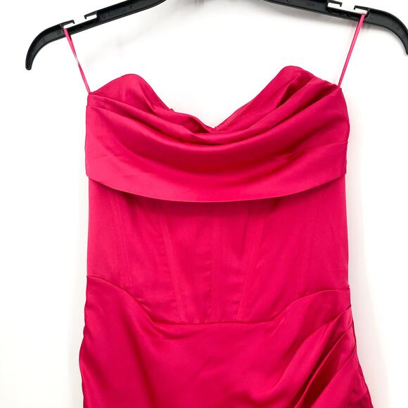 BARDOT Womens Trinity Corset Dress XL US 10 Pink Satin Strapless Cocktail NWT - Picture 4 of 10